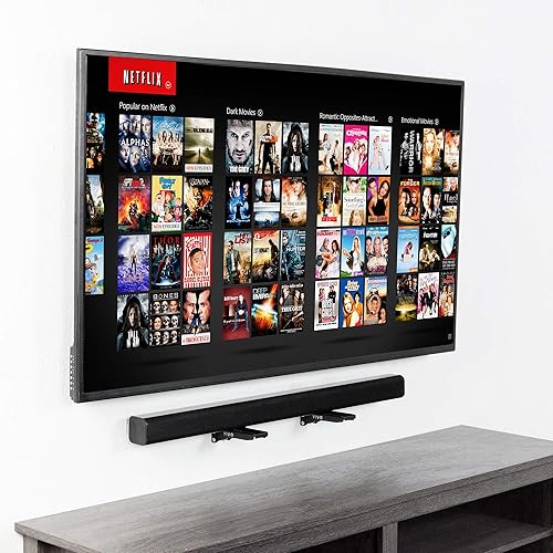 Miniatura 4 de VIVO Soporte de pared universal de acero para barra de sonido dual en L, soportes de brazo de altavoz extensibles ajustables, negro, Mount-SPSB4