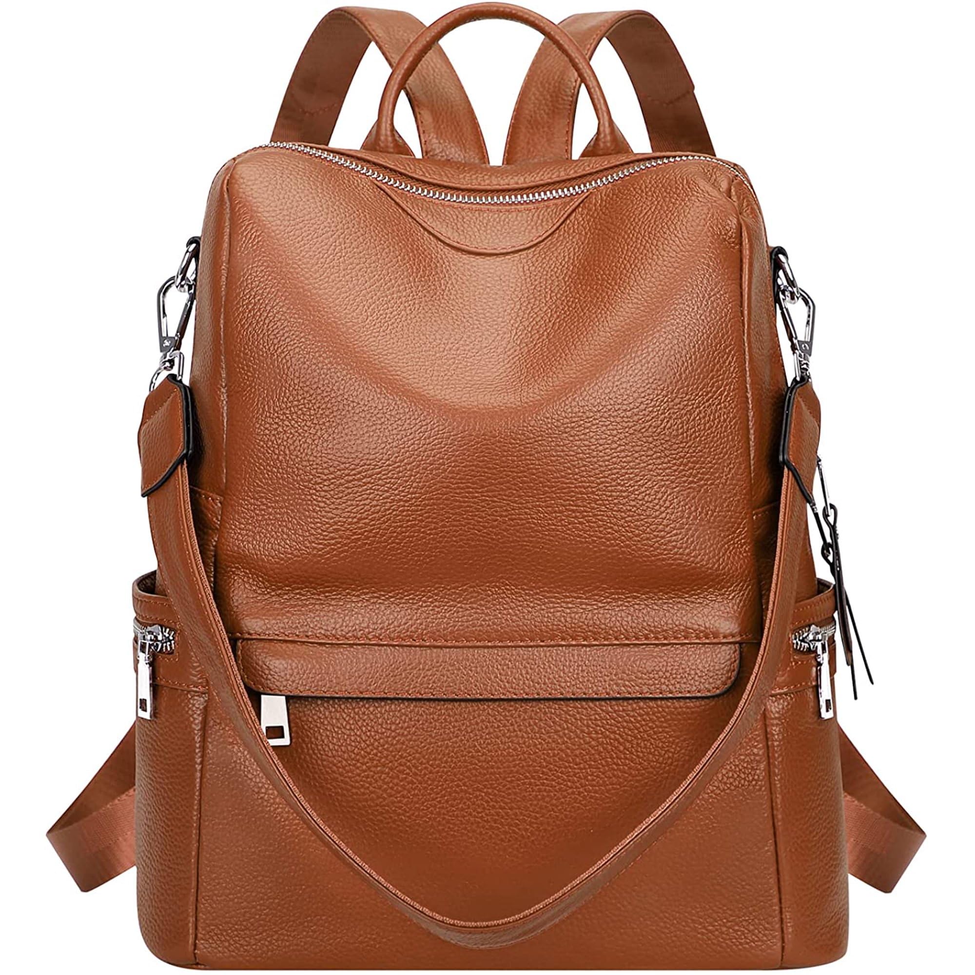 MUCHOVA Genuine Leather Contrast Backpack Purse for Women Convertible Shoulder Bag Large Laptop Backpack (Tan) (B0CWPPGYWM) Amazon Price History, Amazon Price Tracker