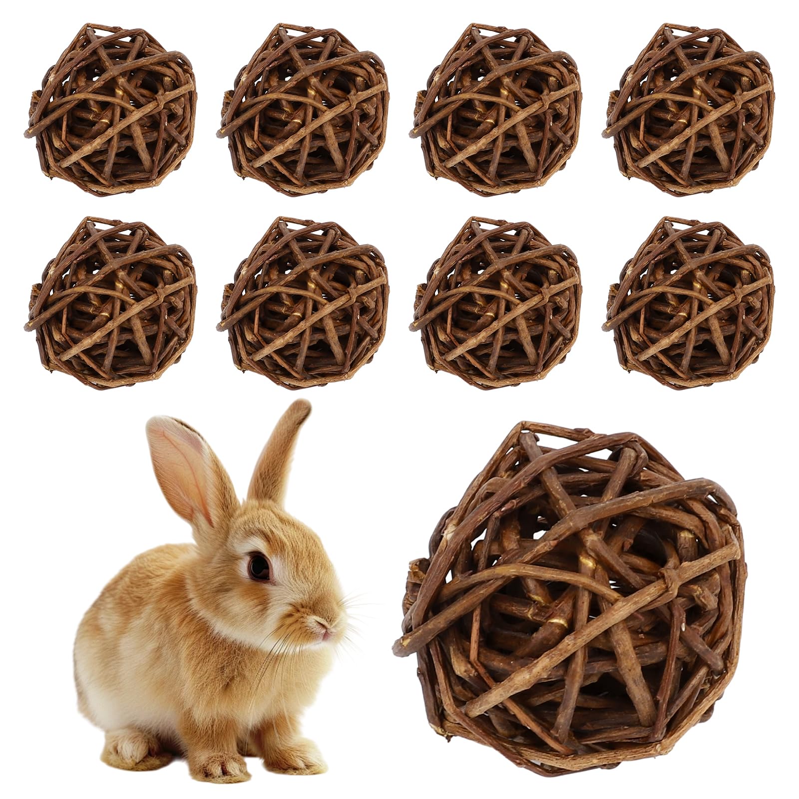 Ervoxo 40 bolas de ratán para pájaros, bolas de mimbre, bolas de ratán, juguetes para masticar, juguetes para masticar pájaros, coloridas bolas de ratán, juguete para loro, juguete para loros — view 9