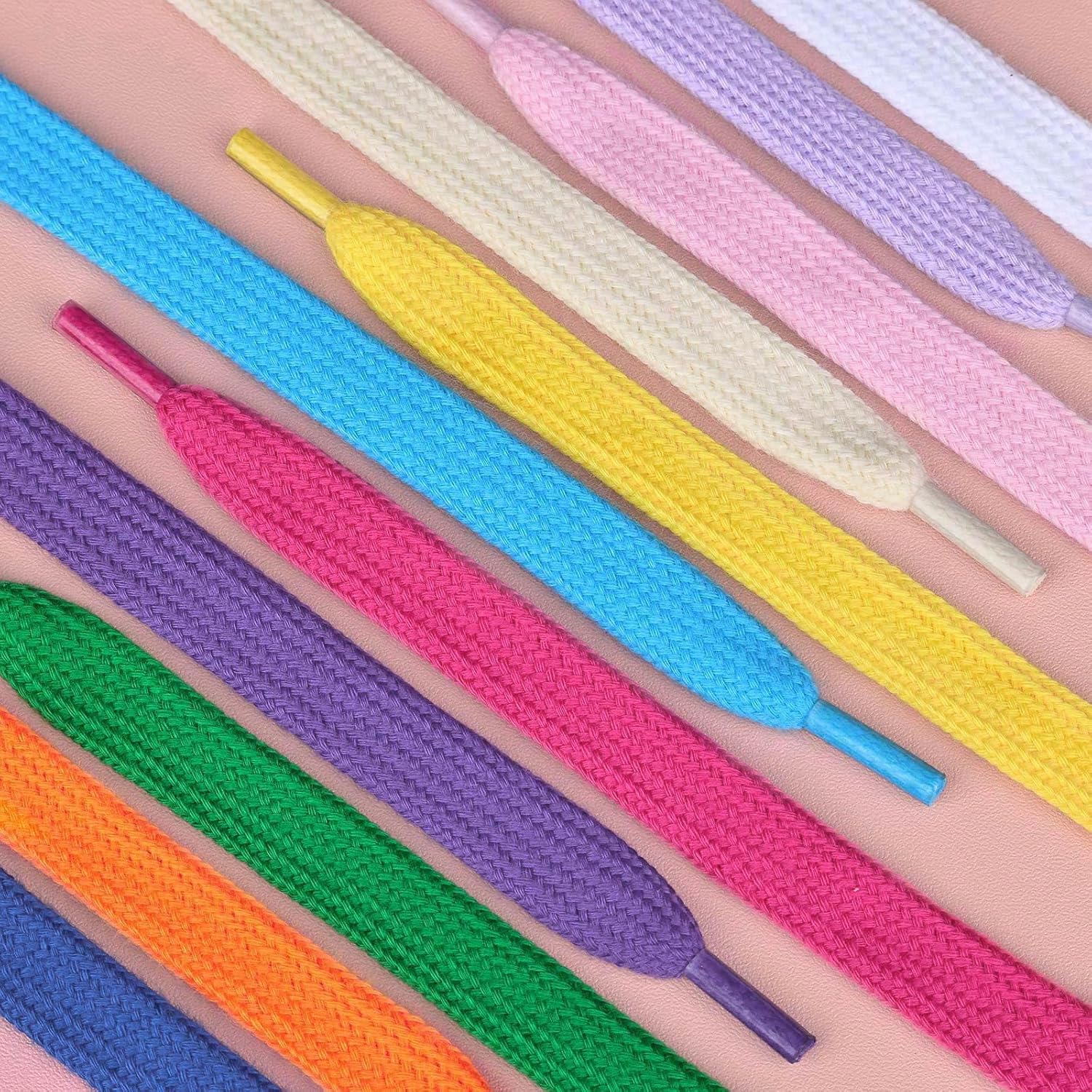 Booyckiy 2 Pairs Flat Shoe Laces for Sneakers 2/5" Poly Cotton Shoelaces for Womens