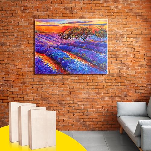 Miniatura 5 de 3 paneles de madera para verter pintura de galería de 1-12 pulgadas de profundidad, tablero de lienzo de madera sin terminar para óleo, pintura