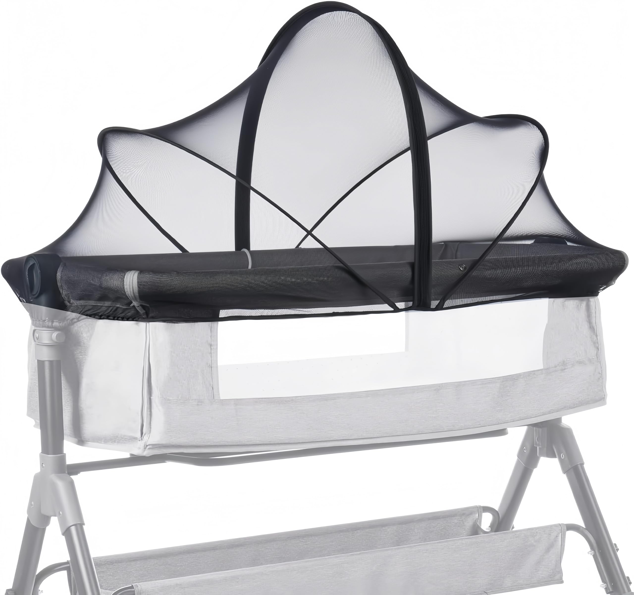 Foldable Mosquito Net for Babies Crib to Keep Insects/Bugs/Cats Out,Baby Mosquito Net with Noiseless Zipper for beds,Safety Net with Breathable Mesh Holes for Toddler Bassinet/Crib (Black)