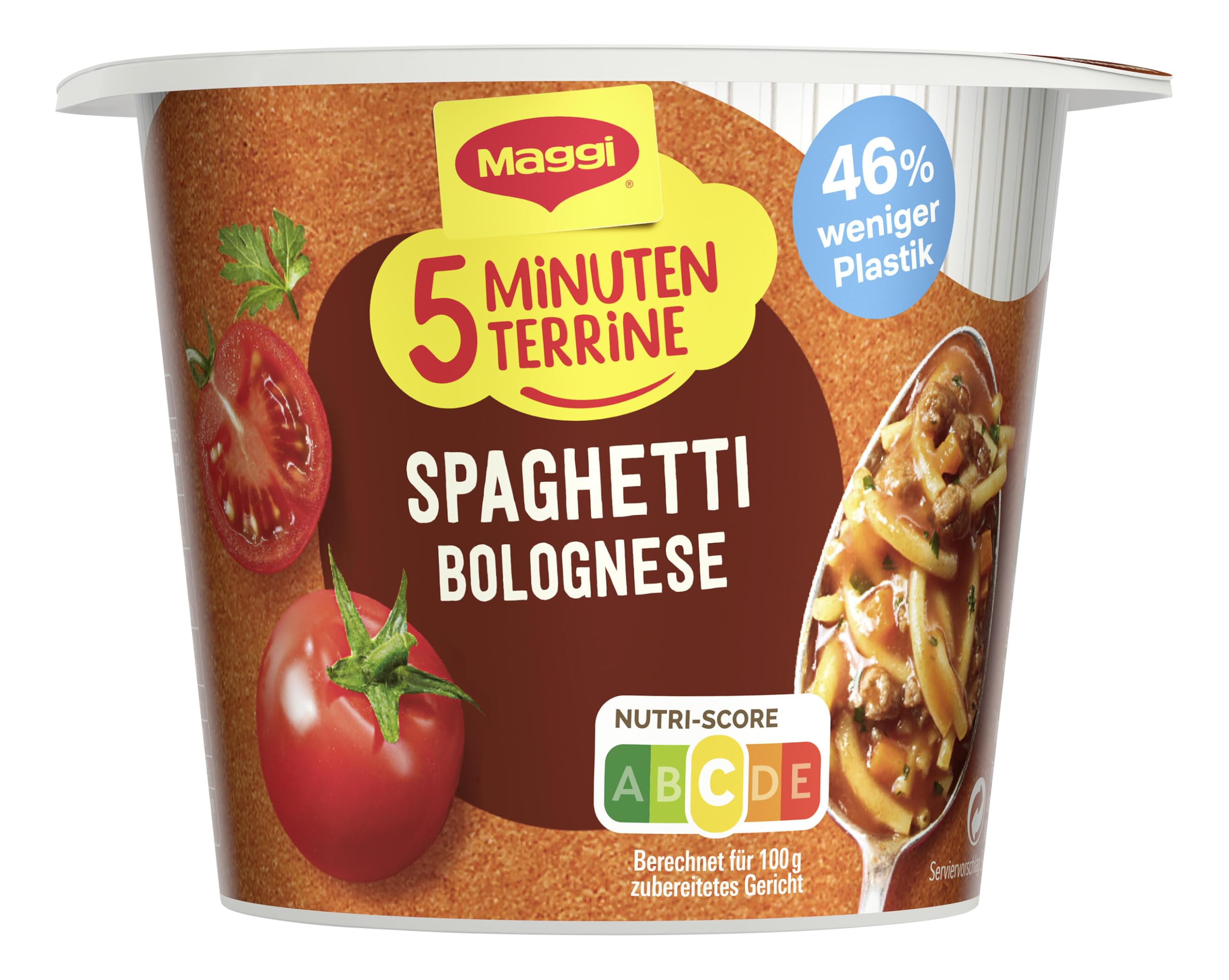 Maggi fünf Minuten Terrinen, Sortimentsbox, Leckere Fertiggerichte in 6 verschiedenen Geschmacksrichtungen, Im praktischen Becher, 48er Pack (48 Becher)