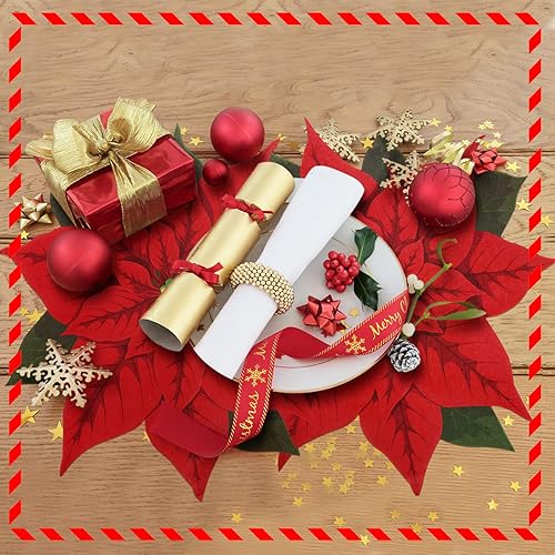 Miniatura 3 de 36 manteles individuales de papel navideño con diseño de flor de pascua, muñeco de nieve de Navidad para decoración del hogar, mesa de Navidad