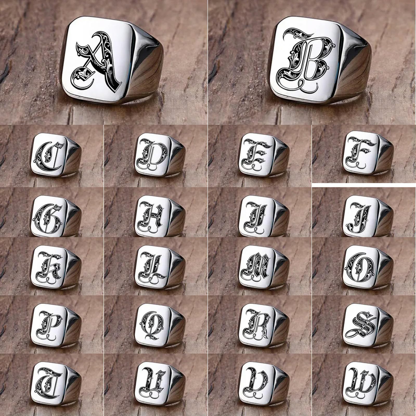 Anillo de sello con iniciales para hombre, 18mm, sello pesado voluminoso, letras masculinas de acero inoxidable, joyería personalizada, regalo para él
