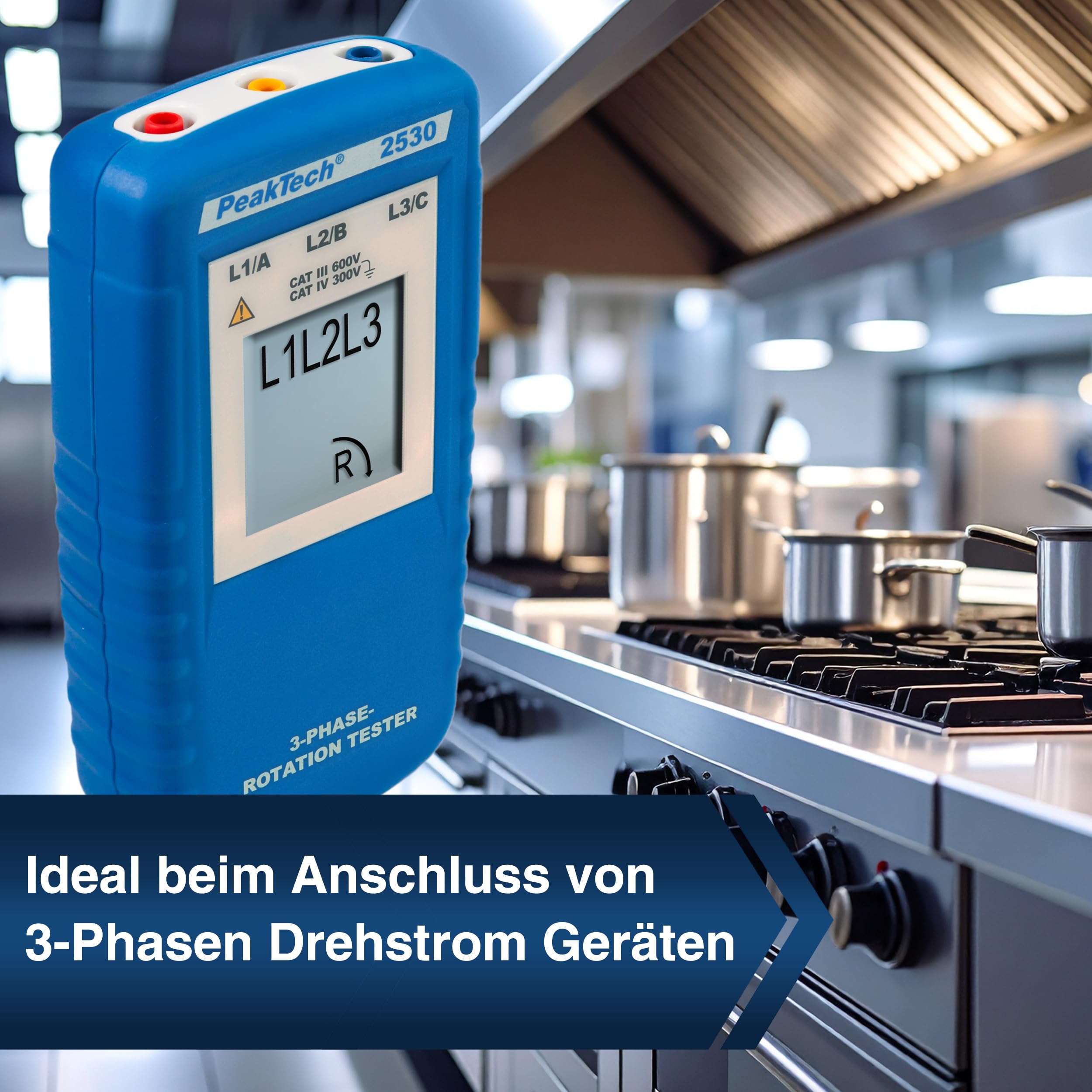 PeakTech P 2530, 3-Phasen-Drehrichtungsanzeiger