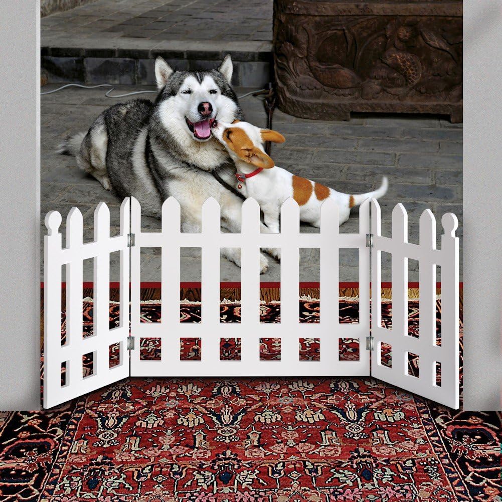 Etna White Picket Fence Folding Pet Gate