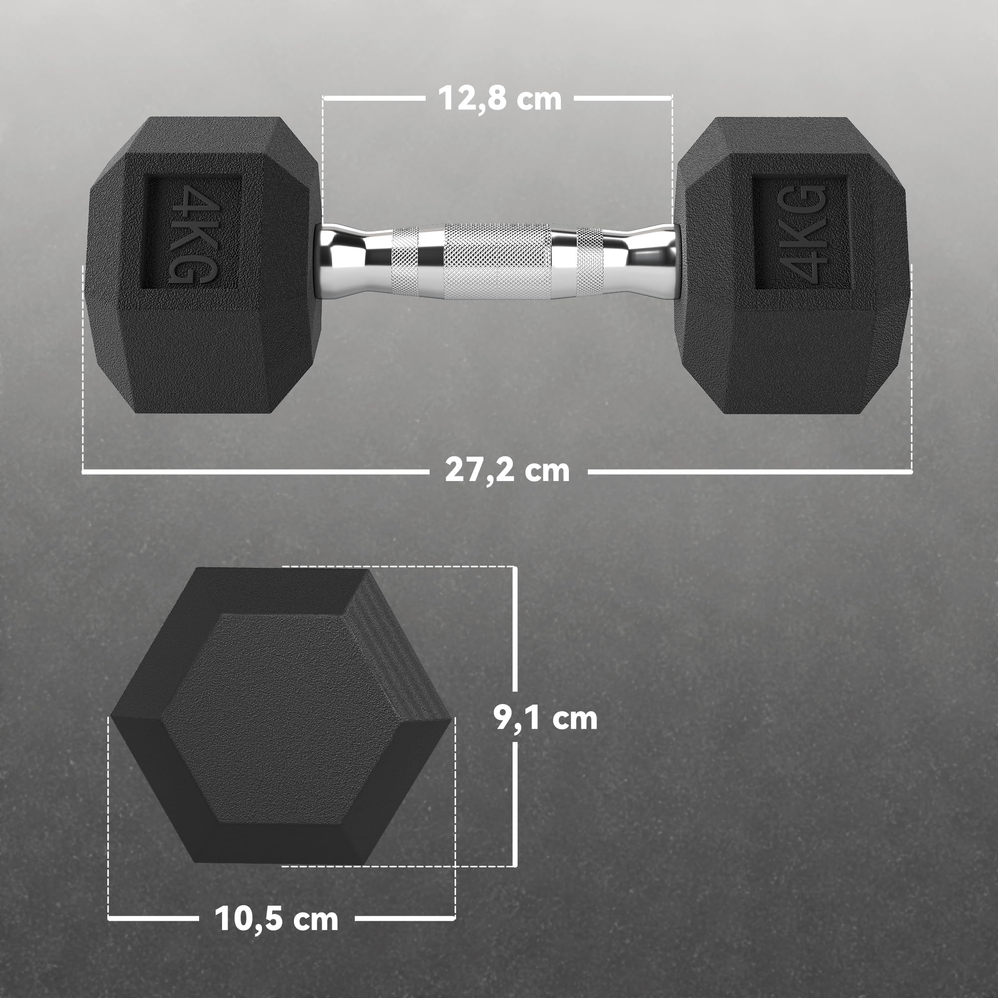 HOMCOM Zestaw krótkich hantli, zestaw hantli fitness, dla mężczyzn i kobiet, trening mięśni i podnoszenie ciężarów - metal z czarnej gumy