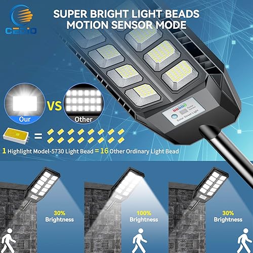 Miniatura 4 de CEDIO Luz solar de 6500 W al aire libre, luces solares de calle al aire libre IP66 impermeable, 6500 K del atardecer al amanecer, luces de