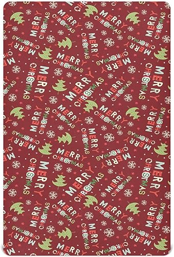 Sábanas para cuna de Feliz Navidad, sábanas ajustables elásticas para cuna para niños y niñas, sábana unisex acogedora para cuna de bebé, 27 x 39 x