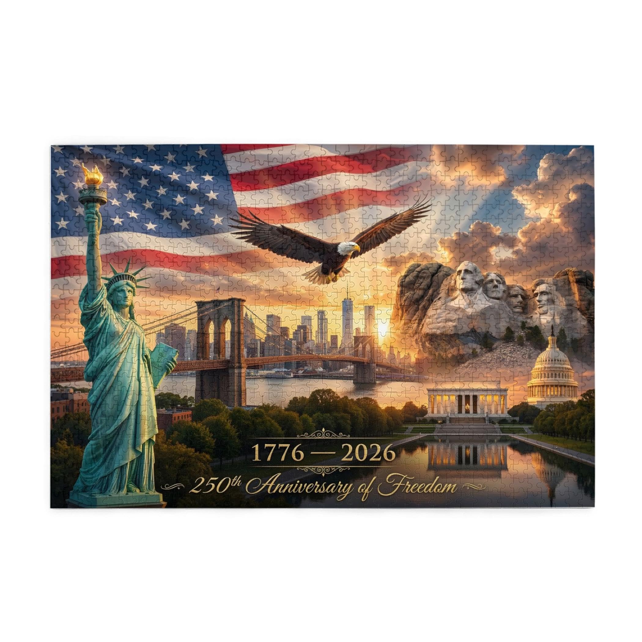 250th Anniversary Patriotic Jigsaw Puzzle for Adults, 1000 Pieces Independence Celebration Puzzle, Historic Freedom Theme Home Decor Gift, 29.5 x 19.7