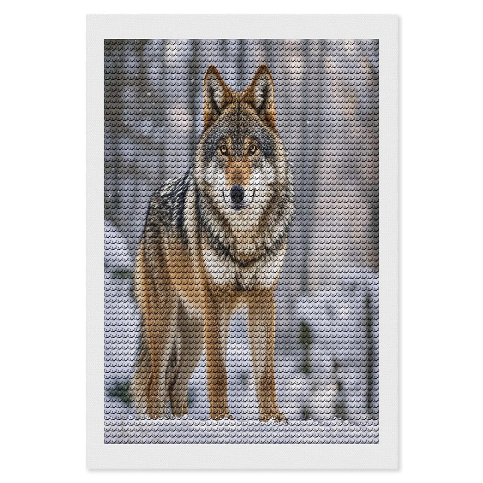 FekiLoot Wolf Diamond Painting Kits for Beginners DIY Diamond Art Kits for Adults Full Drill Round Diamond Dot Gem Art Painting Fun DIY Crafts for Home Kitchen Wall Decor Gift 8"x12"