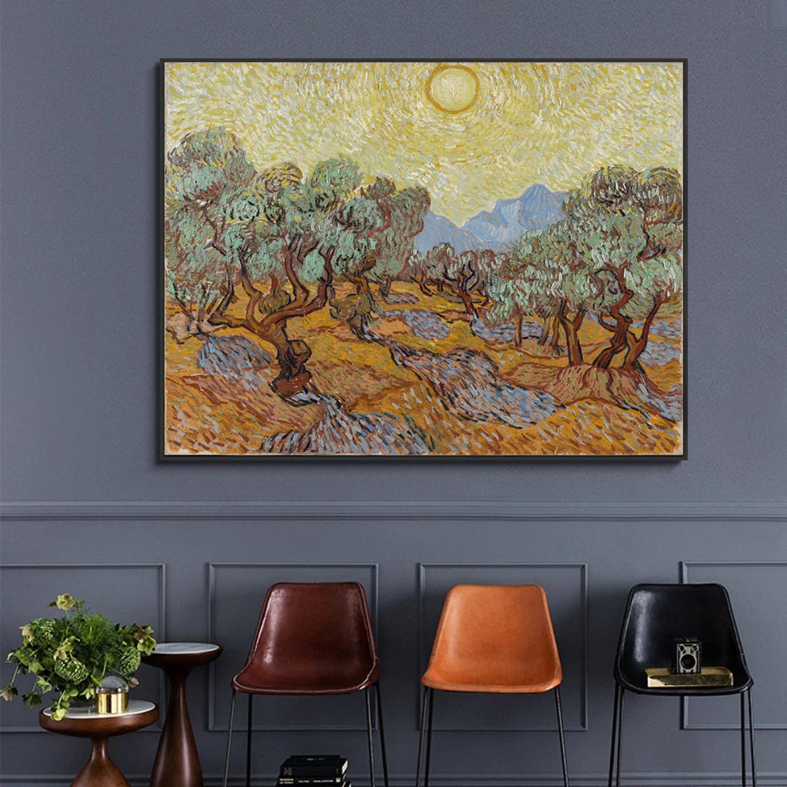 Vincent Van Gogh Olivenbäume In Berglandschaft - 70x50 Cm Leinwandbild Auf Keilrahmen, Bereit Zum Aufhängen