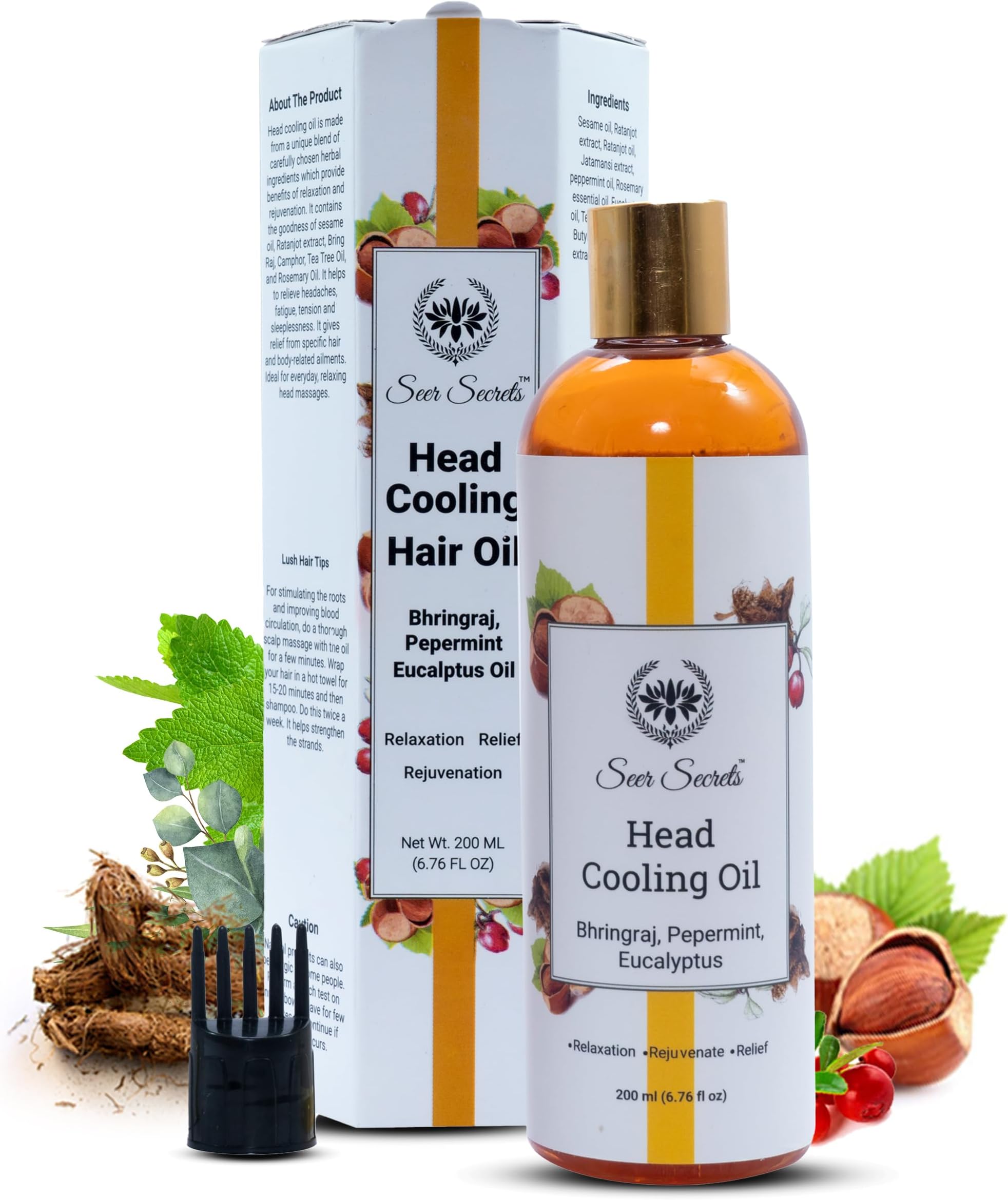 Natural Peppermint & Bhringraj Oil for Head Cooling | Hair Growth | Relaxation & Relief | Suitable for Men & Women | Pack of 200ML