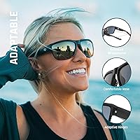 Vista 40 de TOREGE - Lentes de sol polarizados deportivos para hombres y mujeres, para ciclismo, correr, golf, pesca, TR26 Marco negro y lente plateado cobre
