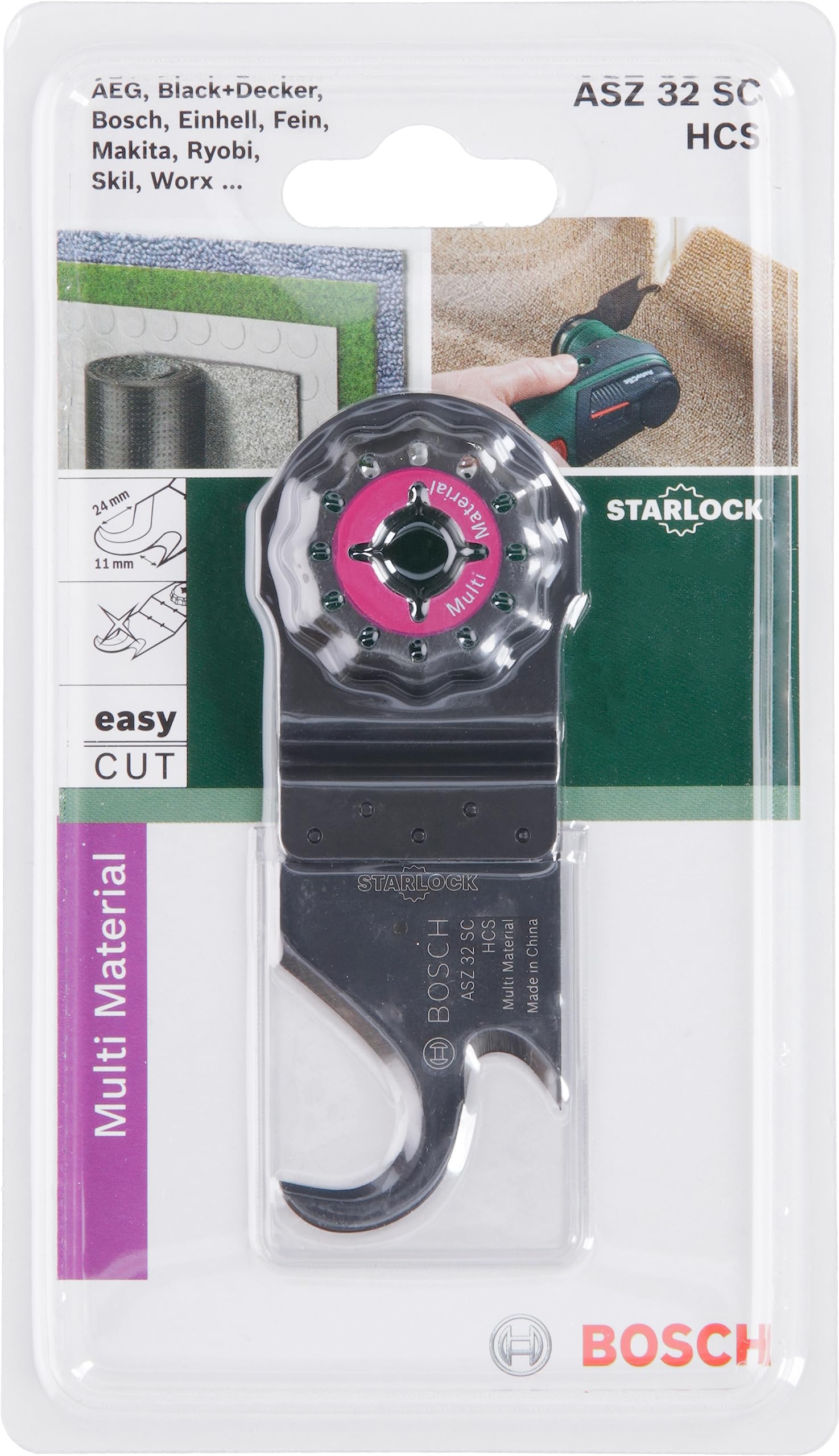 Bosch Professional Starlock - Navaja multiuso, ASZ 32 SC, 24 x 11 mm