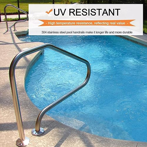 Miniatura 4 de INTHEL Pasamanos de piscina, barandilla de mano para piscina, barras de agarre de agua de seguridad de acero inoxidable 304, barandilla