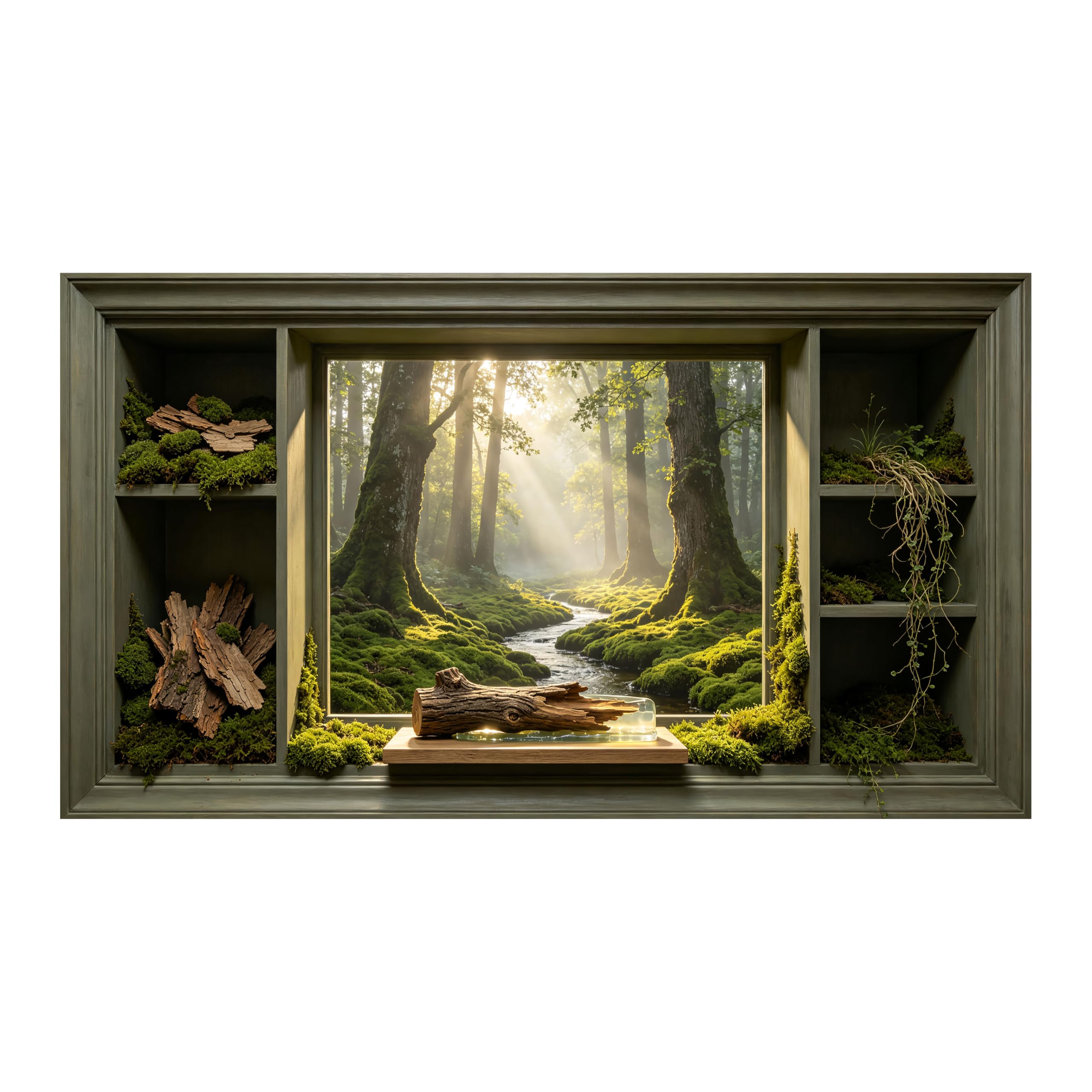 Yzpallescene Art260711112 3D Framed Wall Art Mystic Forest Stream Sunbeam Rustic Large Size Selfadhesive Removable Wall Decor Prints Artwork For Living Room Bedroom Office