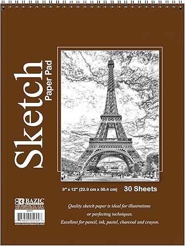 BAZIC Products Bloc de bocetos, cuaderno de bocetos en espiral para artistas y estudiantes, bloc de dibujo con papel grueso, bocetos y dibujo para