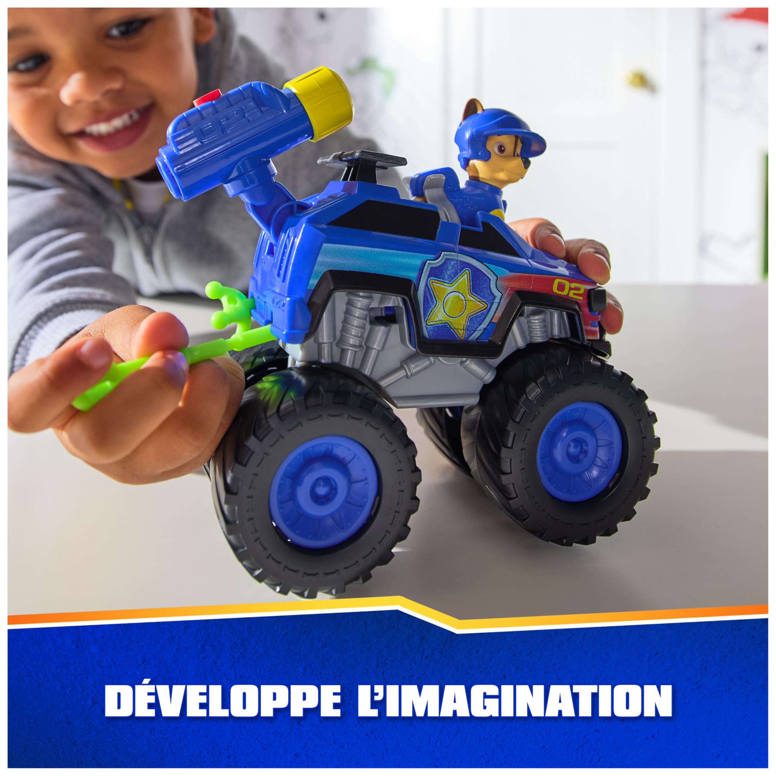 Paw Patrol - Pat Patrouille - Véhicule Figurine Chase Rescue Wheels - Voiture Figurine À Collectionner - 2 Projectiles - Tout-Terrain - Pat Patrouille Jouet - Voiture Enfant - Jouet Enfant 3 Ans Et +