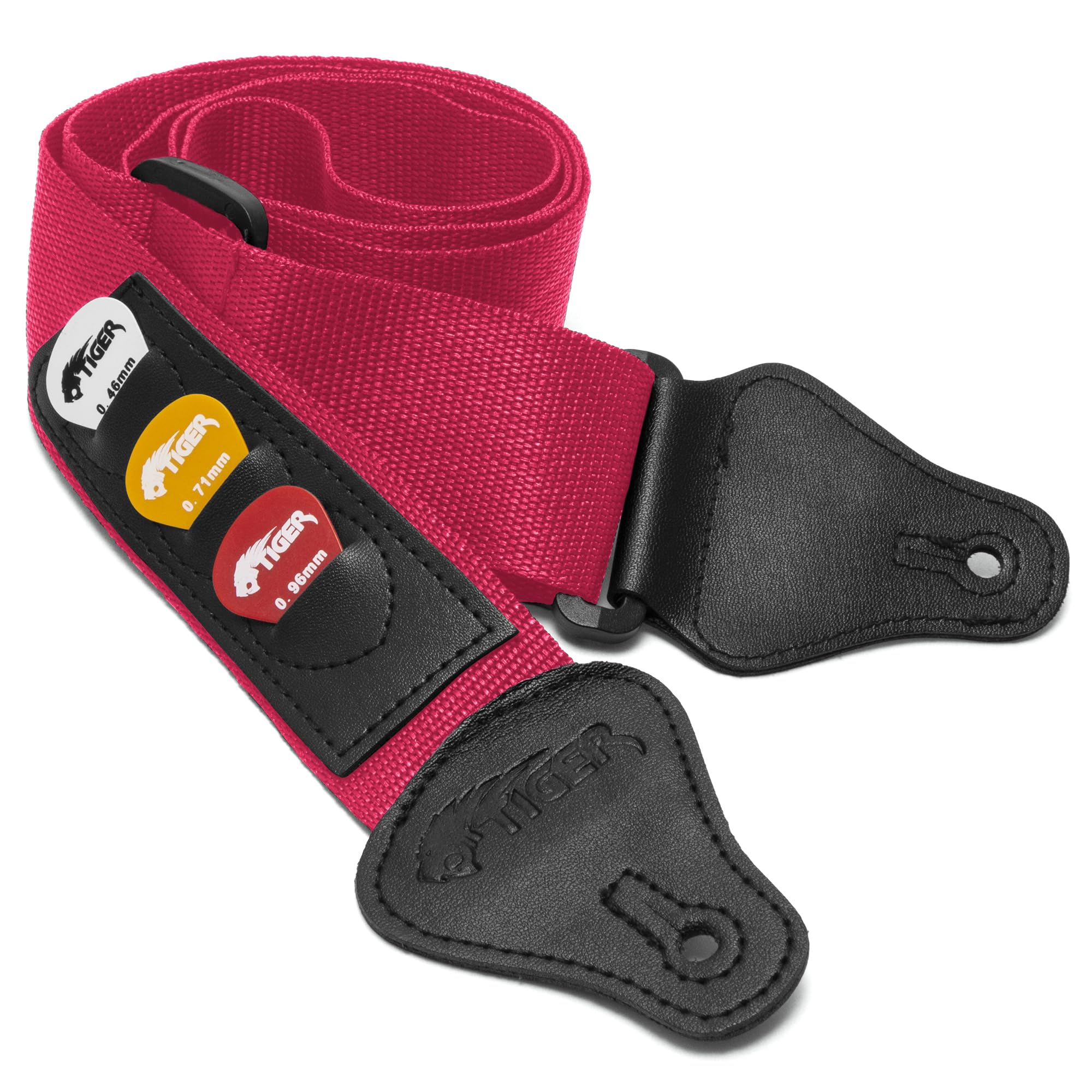 TIGER STP4-PK Guitar Strap with Plectrum Holders - Pink