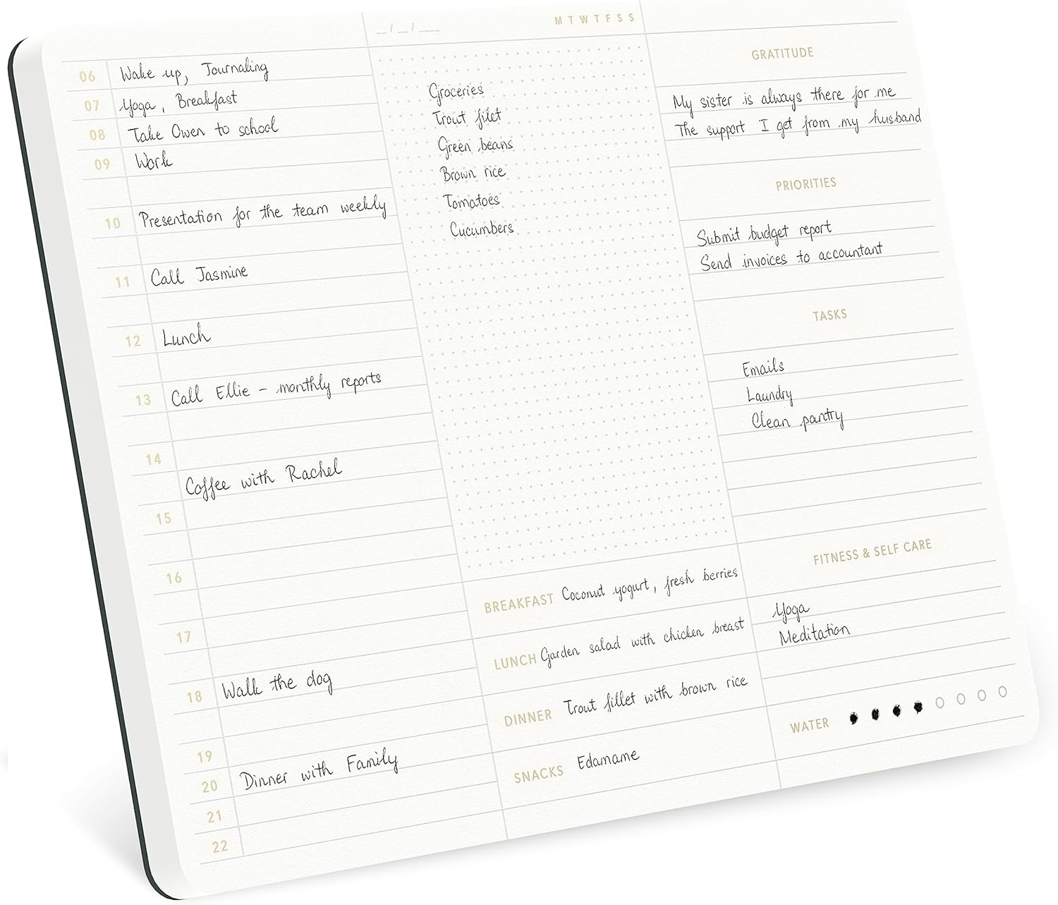 Pinesman Elegant Daily Planner Pad, Undated, Minimalist, Gold Foiled, Daily To Do