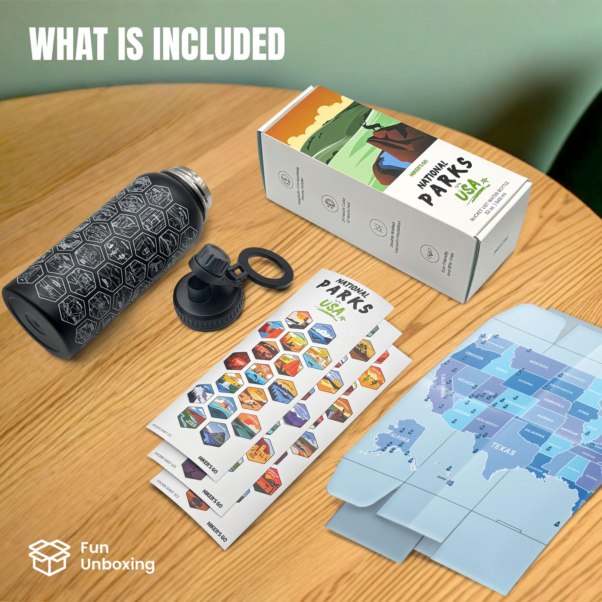 Let's Wander Brand New National Parks Water Bottle With Stickers | Gifts For Hikers Let's Wander Water Bottle Canada