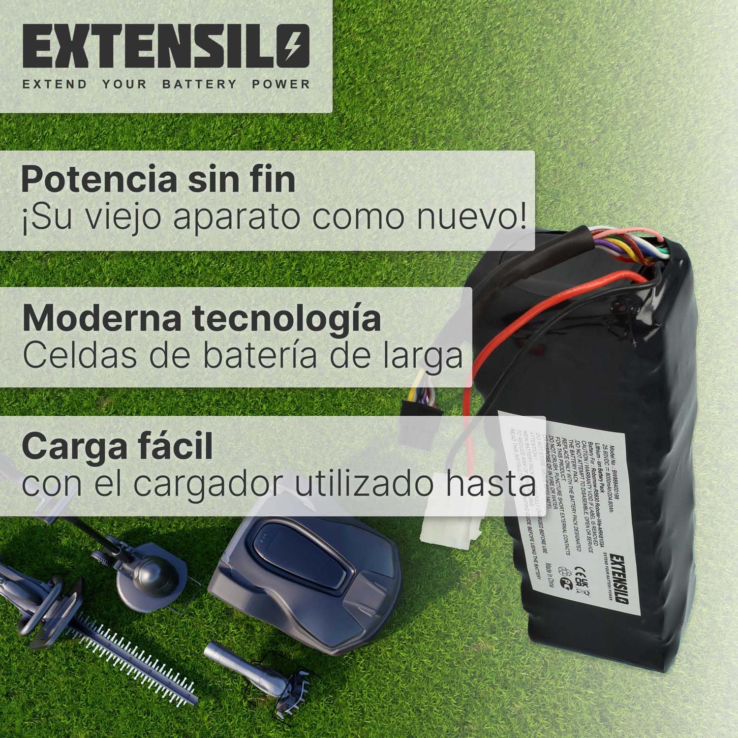 Batería Compatible con Cub Cadet LK3000, XR3 3000, XR3 4000, XR3 5000 Robot cortacésped (8000 mAh, 25,6 V, Li-Ion)