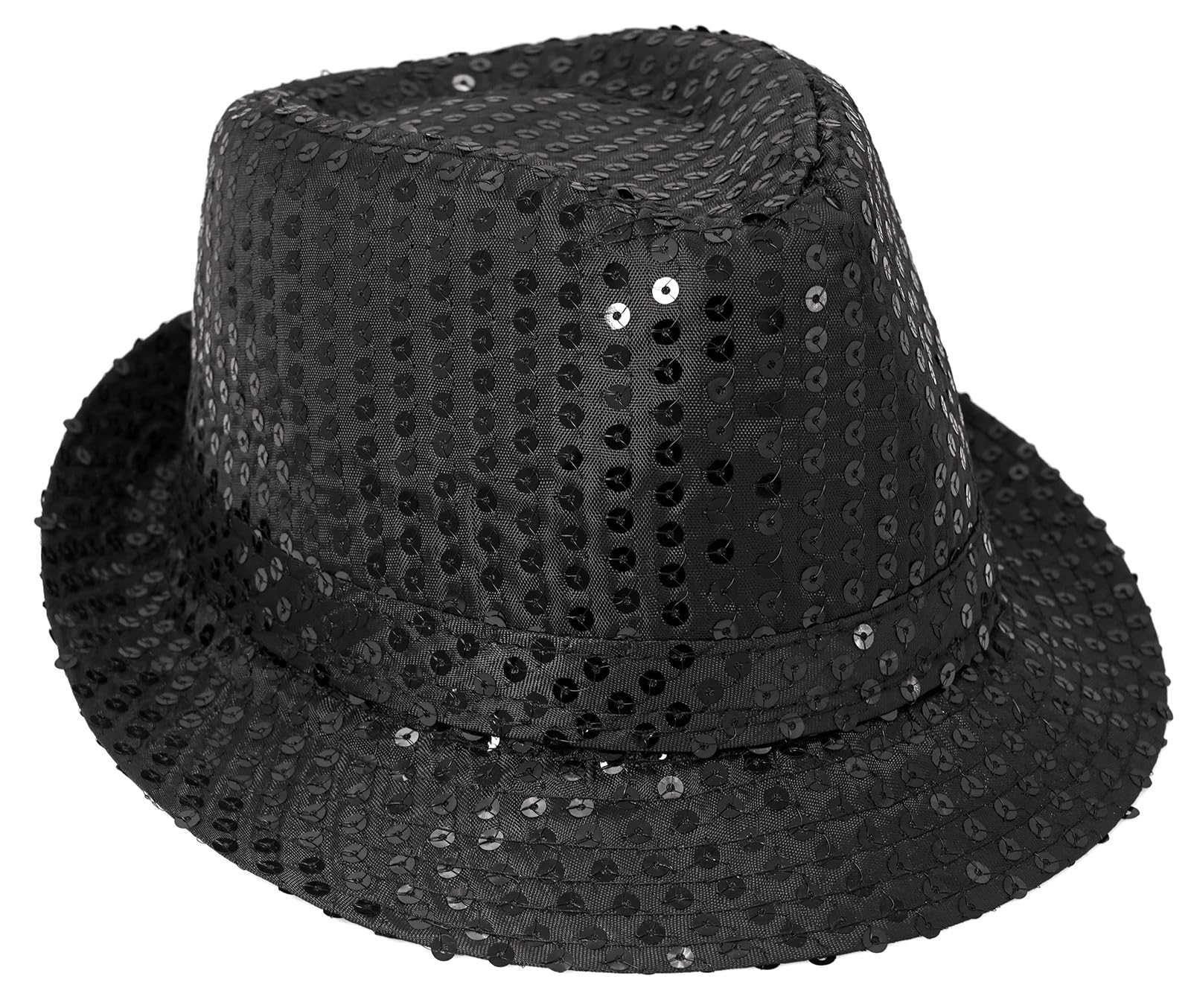 Buywis Sequin Fedora Hat for Kids Glitter Jazz Cap for Boys Girls Shiny Disco Hat Black
