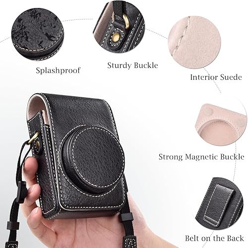 Miniatura 4 de Rieibi Funda para cámara Sony RX100 Series, Sony ZV-1 ZV1, Ricoh GR III GR 3, Panasonic LX10 Lumix DMC-LX10, funda vintage de piel sintética para