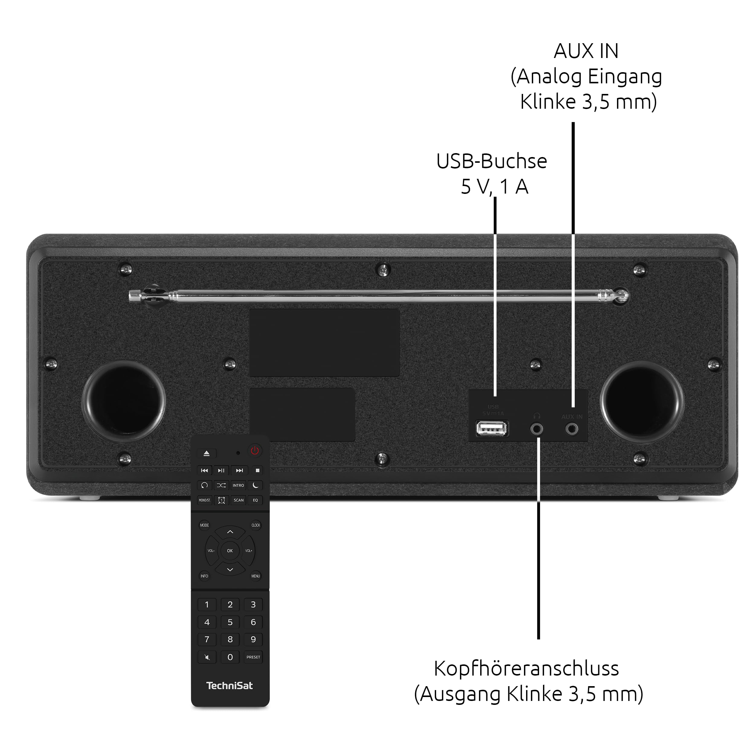 TechniSat DIGITRADIO 320 – Stereo Digitalradio (Kompaktanlage mit DAB+ & UKW, CD-Player, Bluetooth, USB, 2×5W RMS, TFT-Farbdisplay, Favoritenspeicher, Wecker, Sleeptimer, Fernbedienung) Schwarz