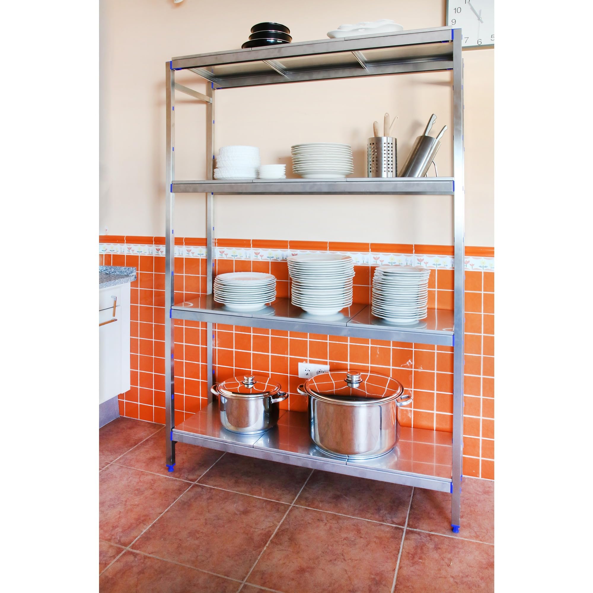 Simon Rack Estanterías Acero Inoxidable, 2000x860x400 mm, 200 kg de Punto Flexión, 4 Estantes, Estantería Industrial, Estantería Cocina Profesional, Acero Inoxidable - Simoninox