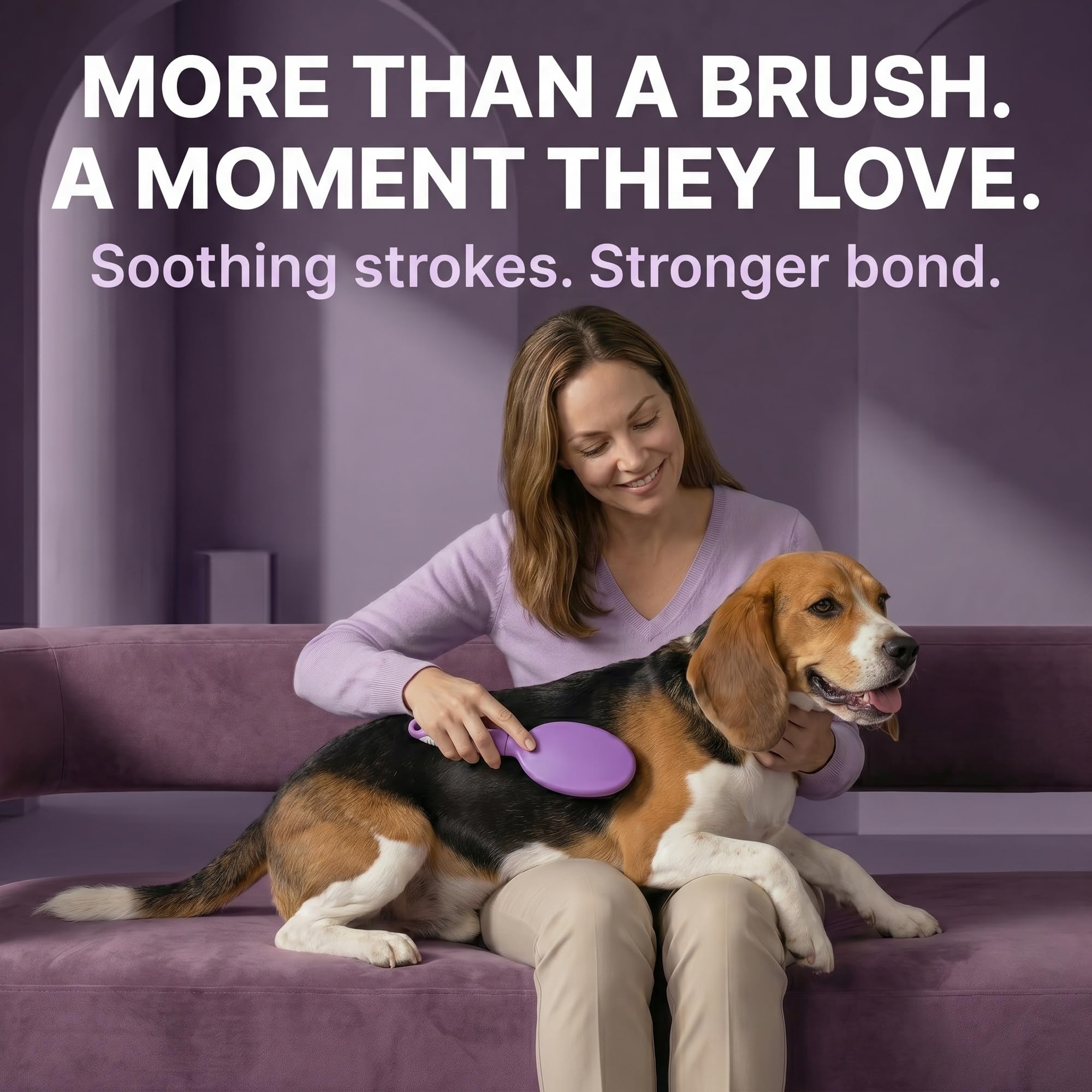 Poodlie Brosse à poils doux pour chien pour poils courts, brosse de toilettage douce pour peaux sensibles, élimine les poils morts, poignée en caoutchouc antidérapant