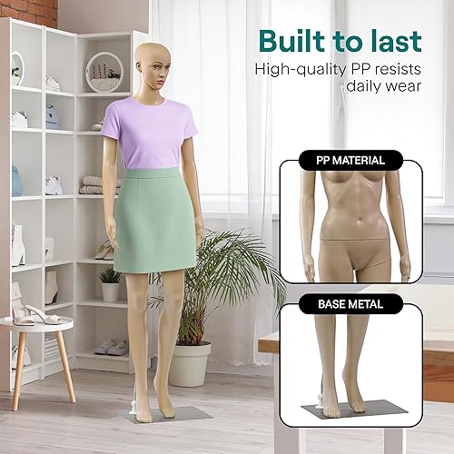 Miniatura 3 de SereneLife Maniquí femenino de cuerpo completo de 68.9 pulgadas de alto con cabeza ajustable, extremidades flexibles y diseño desmontable, perfecto