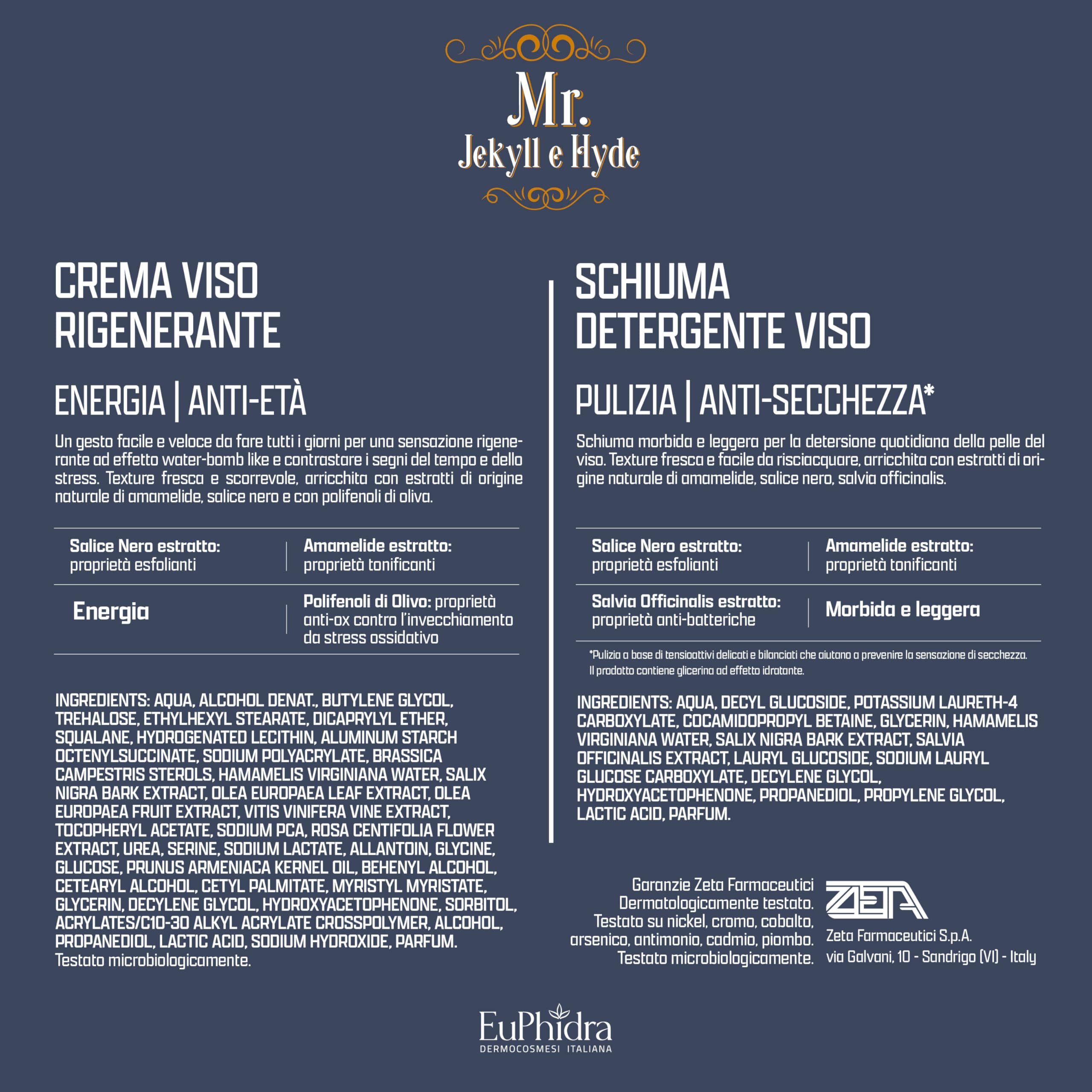 Euphidra, Mr. Jekill & Hyde Anti-Aging Face Box with Cleansing Foam and Regenerating Cream, with Natural Witch Hazel and Black Willow Extracts, SLES, Parabens and Mineral Oils - 5