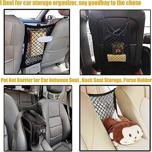 Miniatura 2 de DYKESON Barrera de red para perros con organizador de malla de seguridad automática, bolsa de almacenamiento elástica universal para automóviles,