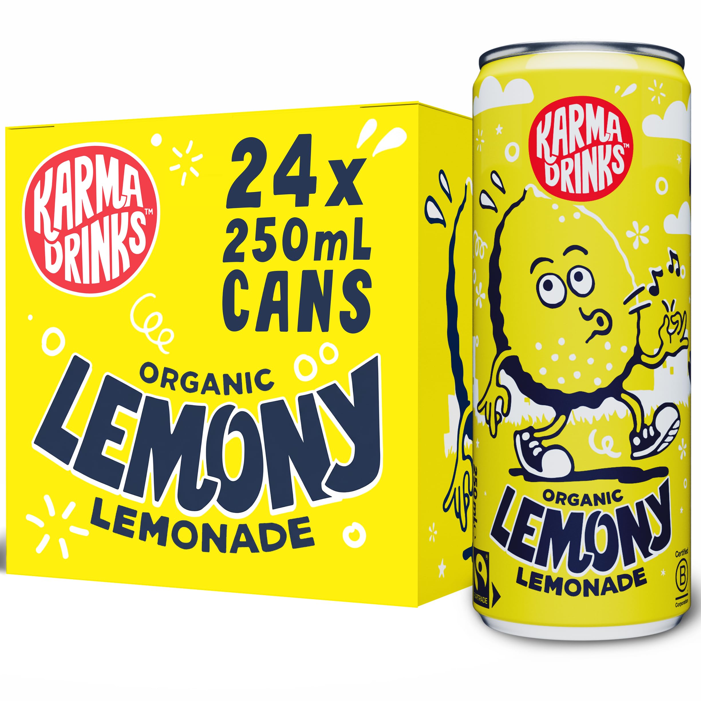 Sponsored Ad – Lemony Lemonade - 24 x 250ml Cans - Natural Fizzy Soft Drinks, Fairtrade, Organic & Vegan