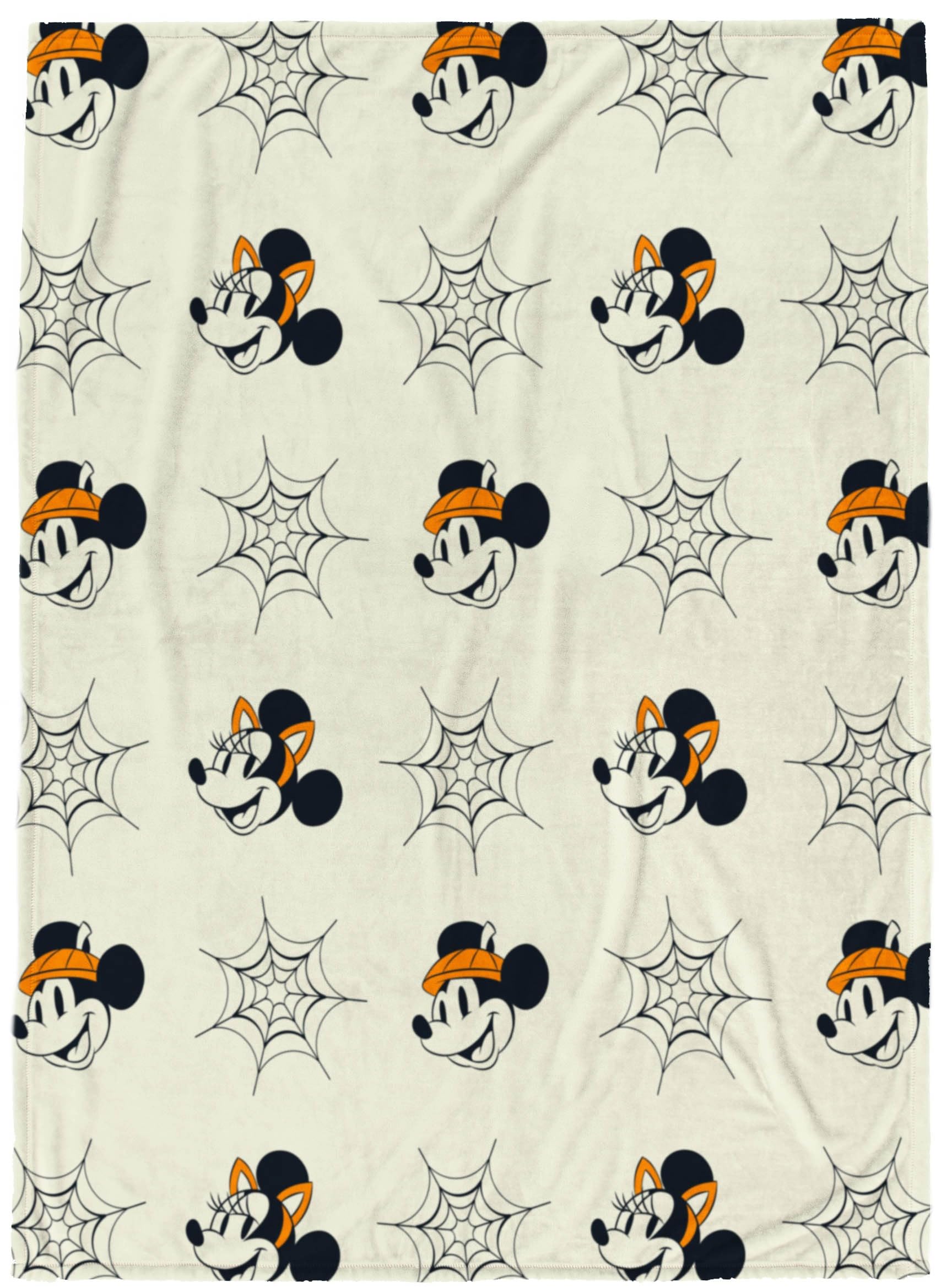 Jay Franco Kids Halloween Plush Throw Blanket – 50x70 Inch Ultra Soft & Comfy Fleece Throw for Couch, Sofa, Bed – Cozy Home Décor for Living Room & Bedroom, Beige - Mickey & Minnie Mouse