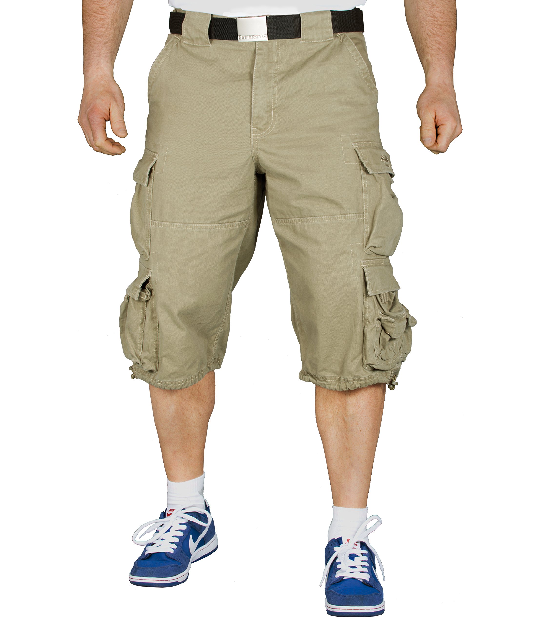 JET LAG Herren Cargo Shorts 007B 3/4 + BetterStylz Gürtel Hose kurzeBermuda div. Farben (M-4XL / 32-44)