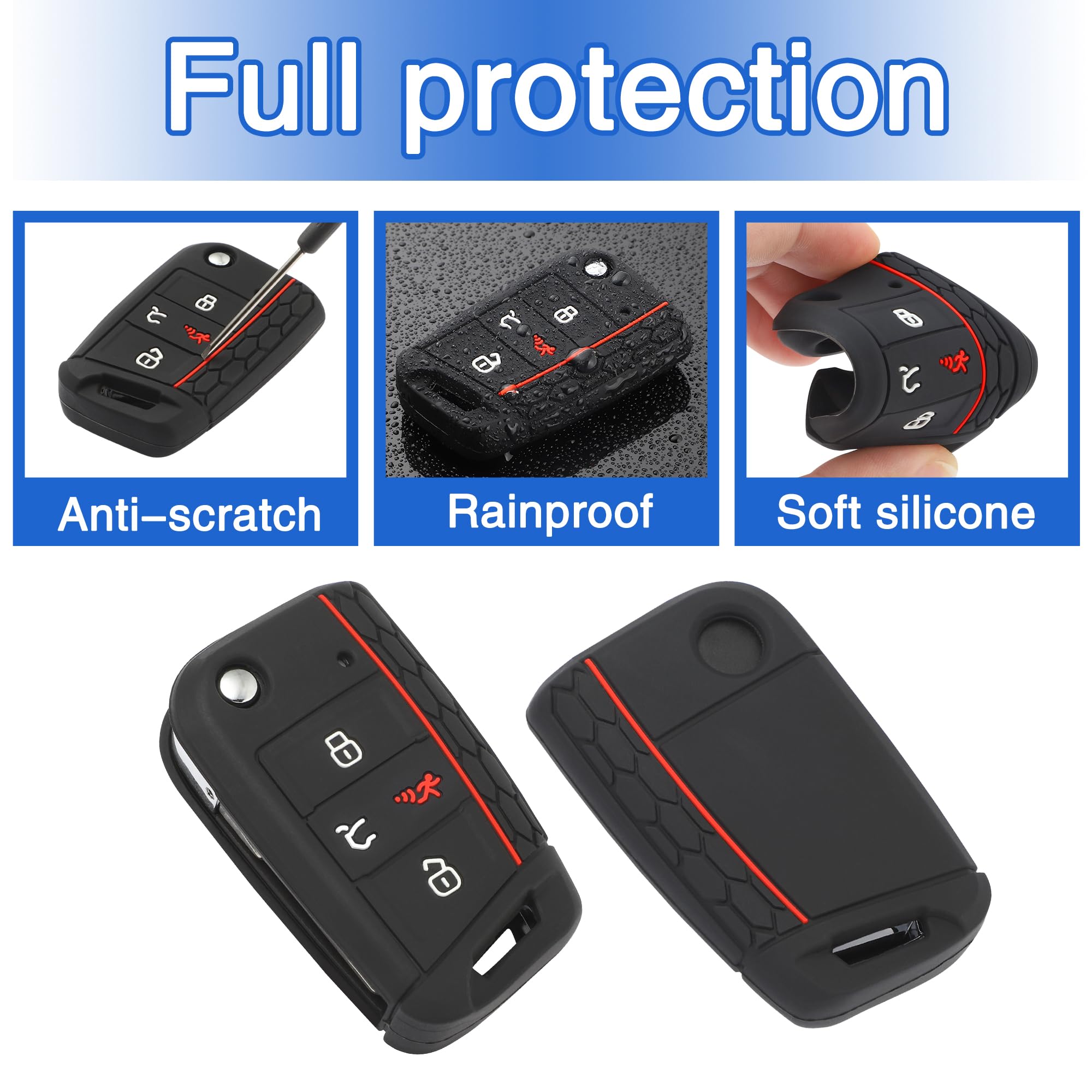 TOMALL Pacote com 2 capas para chave VW Volkswagen com chaveiro, 4