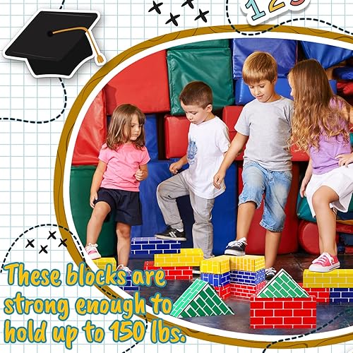 Miniatura 5 de Junkin 48 bloques de construcción de cartón extragruesos, bloques de cartón gigante, bloques de simulación, bloques rectangulares cuadrados,