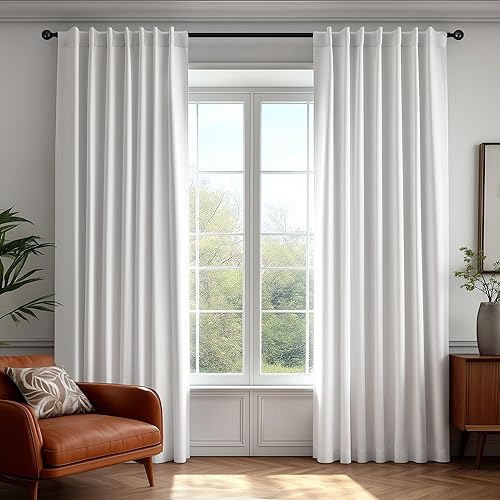 Miniatura 10 de Deconovo Cortinas de lino sintético 100% opacas con pestañas ocultas y cinta plisada, alzapaños incluidos, cortinas con aislamiento térmico y Beige