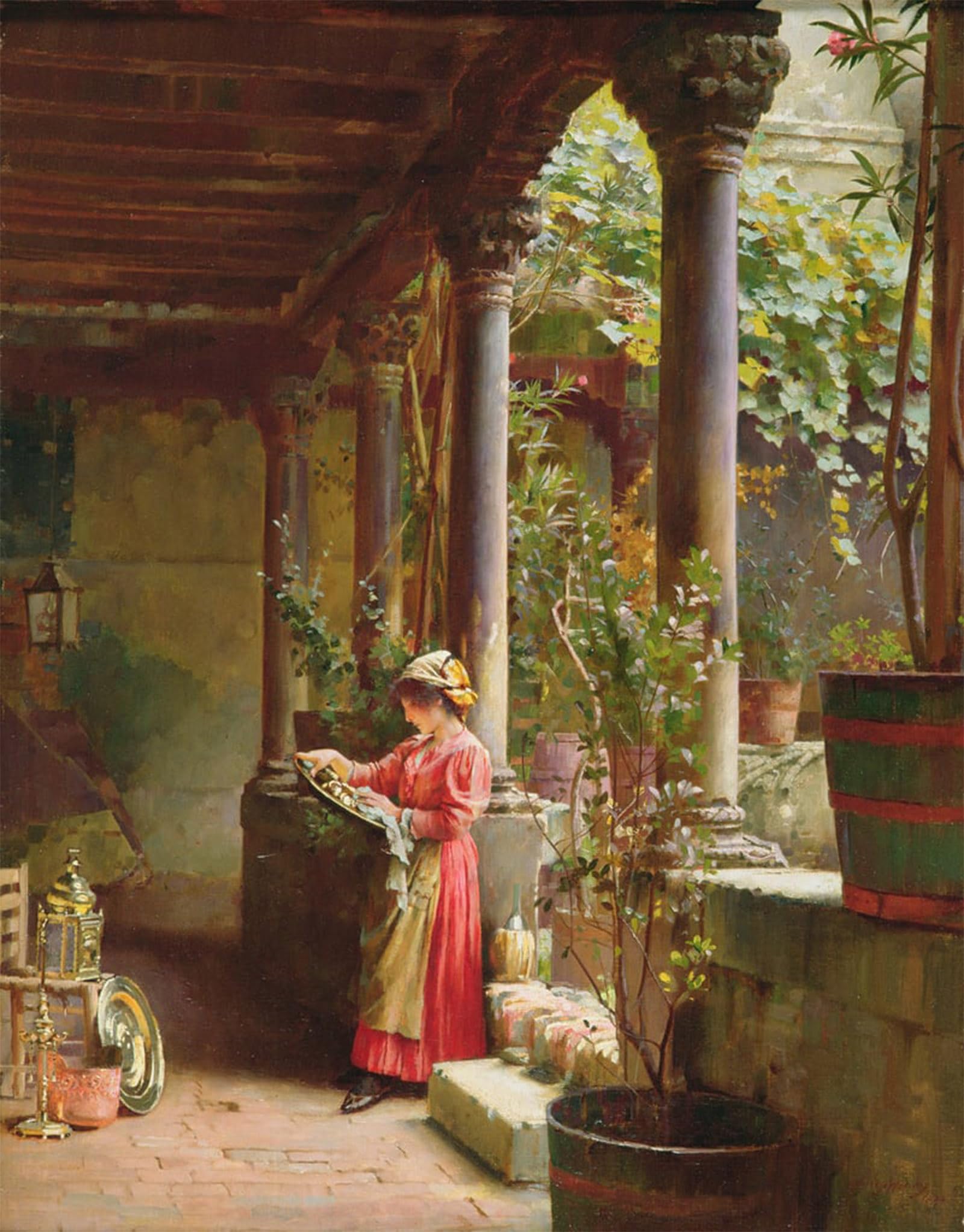POSTERIIk Famous Modern Artwork Art Mural a Courtyard in by Henry Woods Oil Paintings Pictures for Home Decor 60x90cm