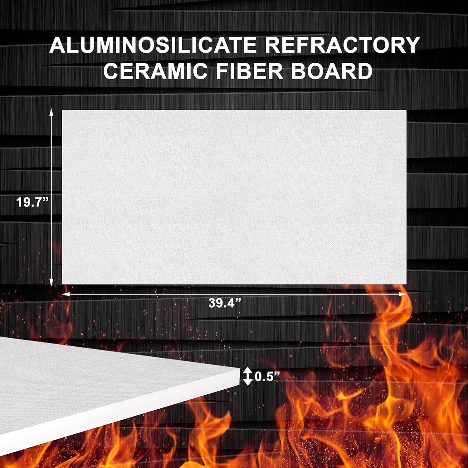 Tablero de fibra de cerámica, clasificación 2300F (1/2 x 19.7 x 39.4 pulgadas), 1 unidad/paquete | Tablero deflector para estufa, chimenea, horno de pizza, horno, horno, forja, caldera