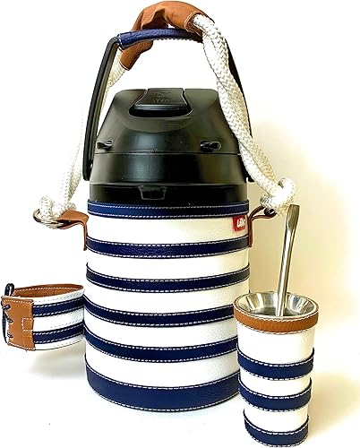 Airpot 2,5 litros Luk Termos, termo acero inoxidable para café, mate tereré Set Frio caliente Mate Terere modelo Marinero + vaso guampa + bombilla