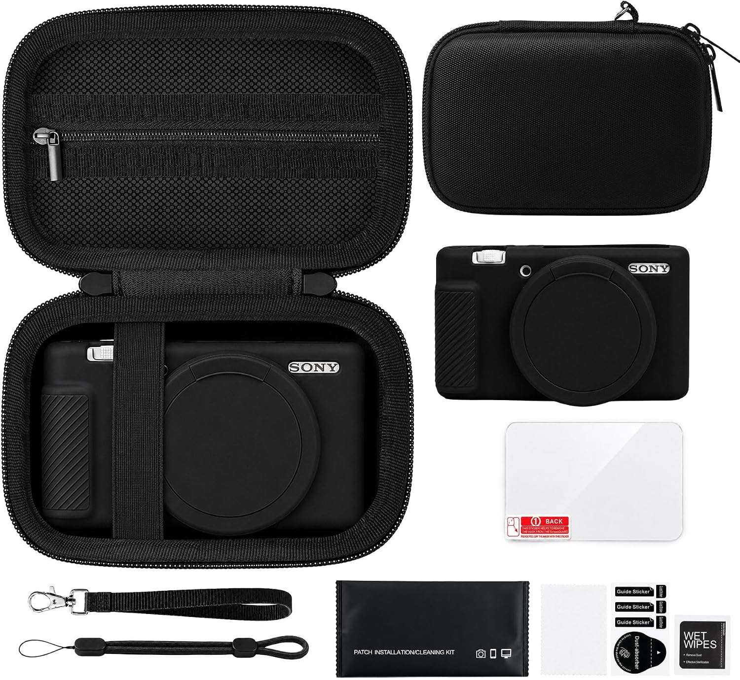 6-in-1 Camera Case Kit for Sony ZV-1 Vlogging Camera, Black