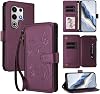 Funda compatible con itel S25 Ultra 4G, con cordón, 5 ranuras para tarjetas, billetera con cierre y soporte tipo flip - Violeta 1