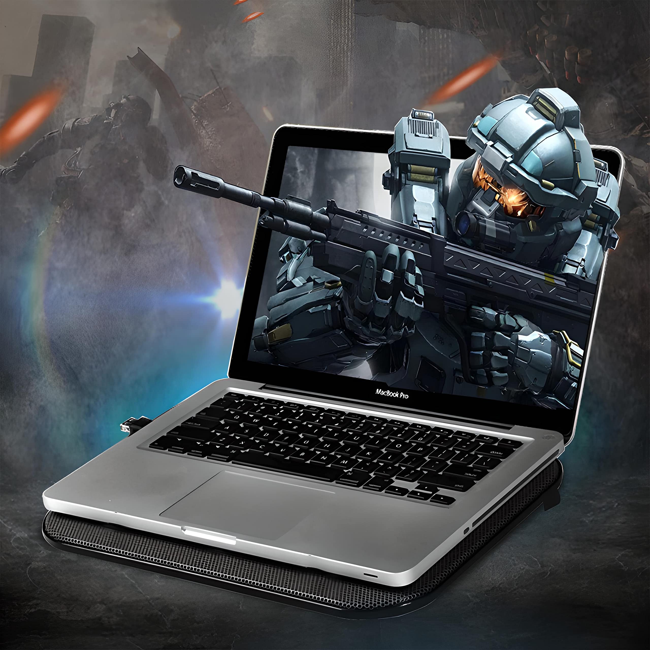 Retoo Base di Raffreddamento per computer portatile con 5 ventole LED da 12-15 pollici per evitare il surriscaldamento, pad di raffreddamento per computer portatile, PS3 PS4 PS5 Xbox One nero