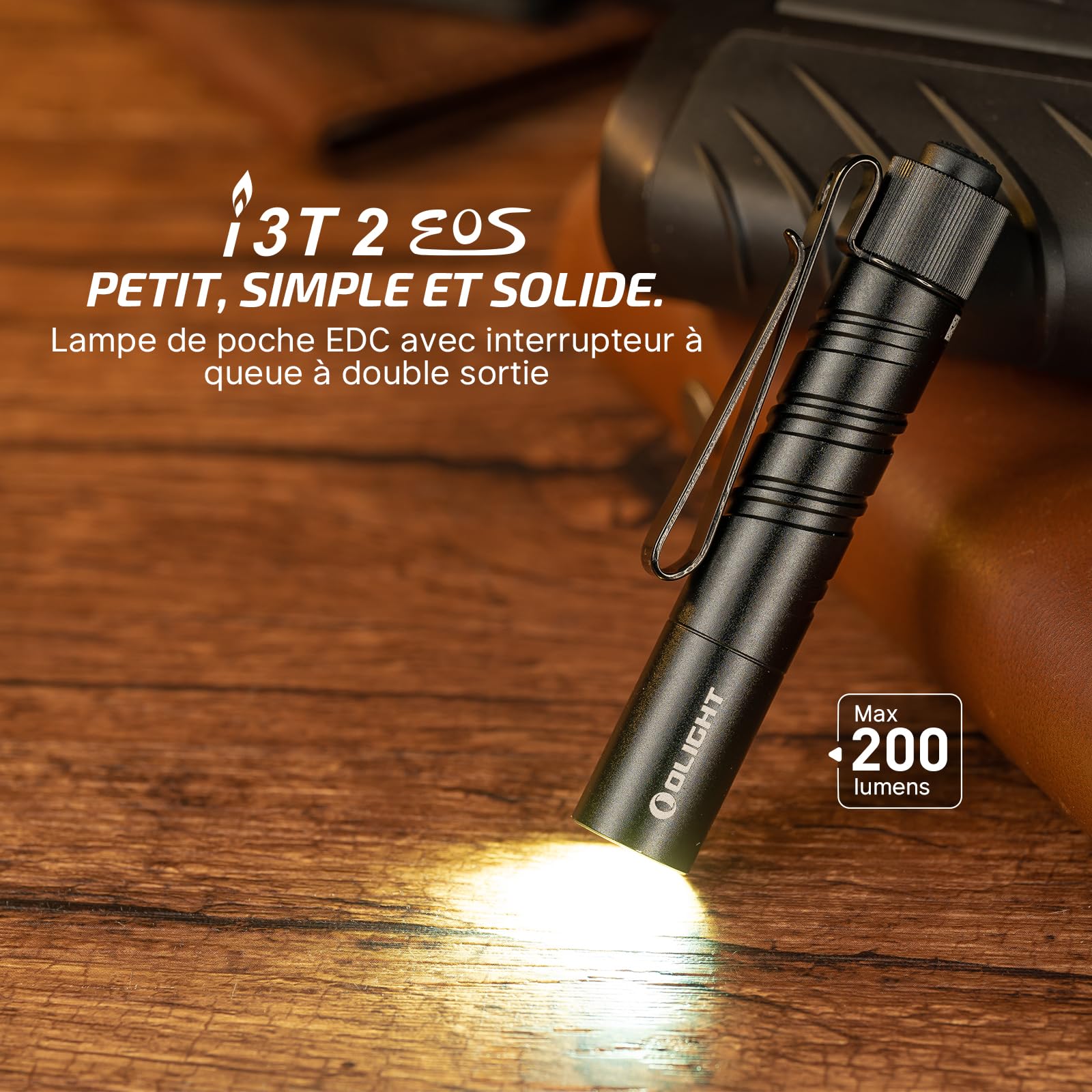 OLIGHT I3T 2 EOS Mini Lampe de Poche EDC à LED 300 Lumens Portée 80m Étanche IPX12 Pile AAA avec Interrupteur arrière pour Le Camping, La Chasse, L'outdoor et Les Urgences