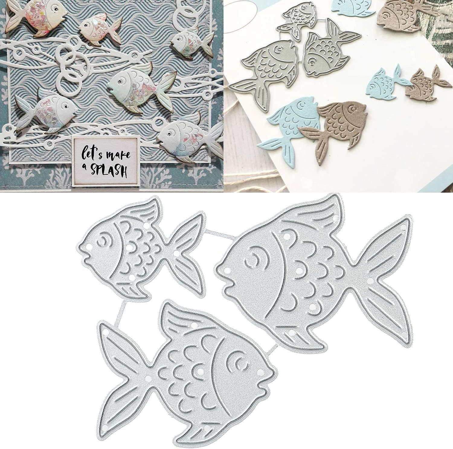 Fish Cutting Dies for Card Making，Fish Cutting Dies Cut Stencils for DIY Scrapbooking Photo Album Decorative Embossing Paper Dies for Card Making Templated+Cute Brooch Pin